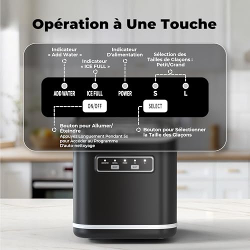 Thumbnail 3 de Acmeenjoy Machine à Glaçons – 9 glaçons en 6–8 min, 12 kg/jour, autonettoyante