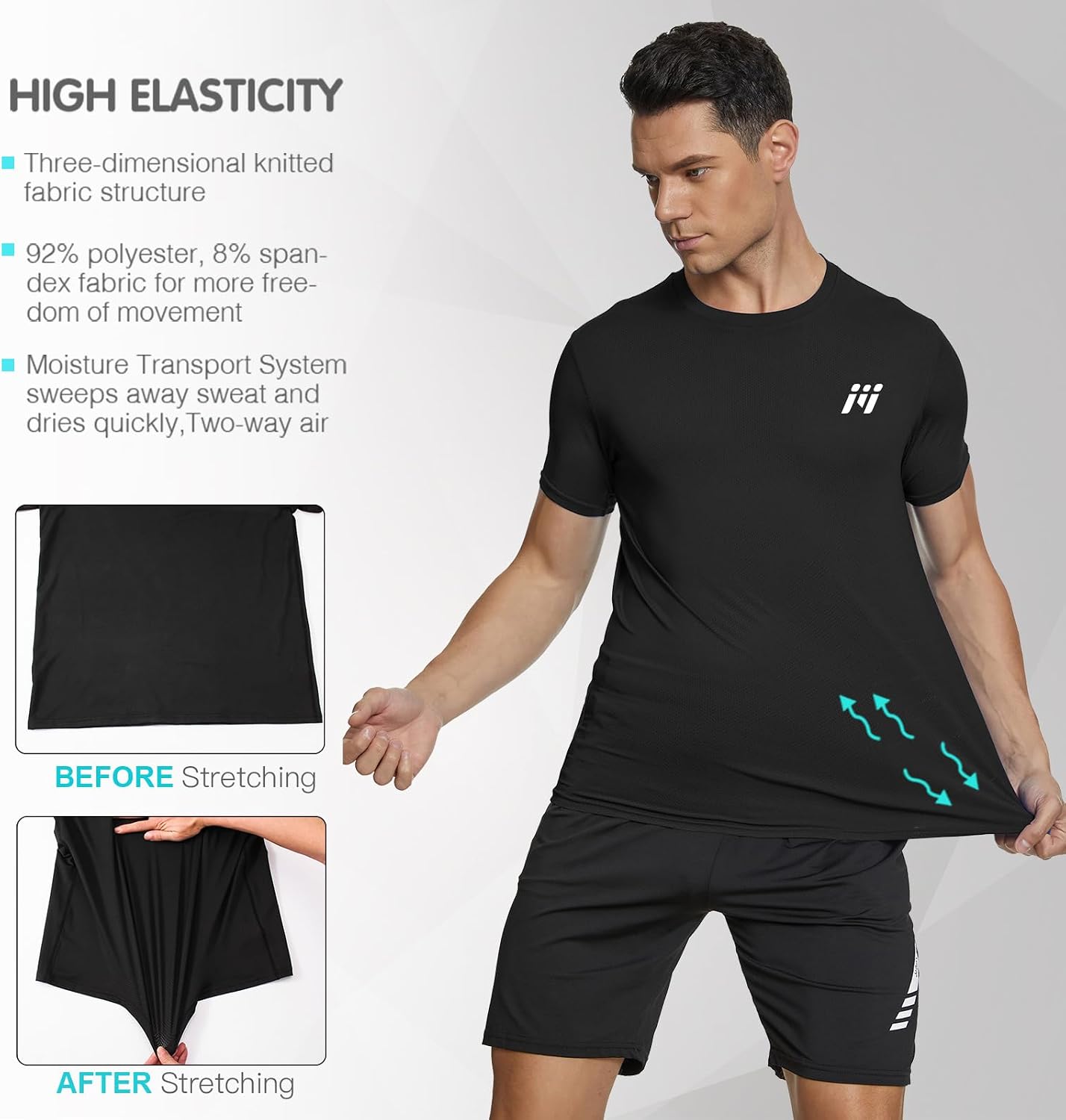 Detalle 2 de MEETWEE Sportshirt Herren Kurzarm Mesh