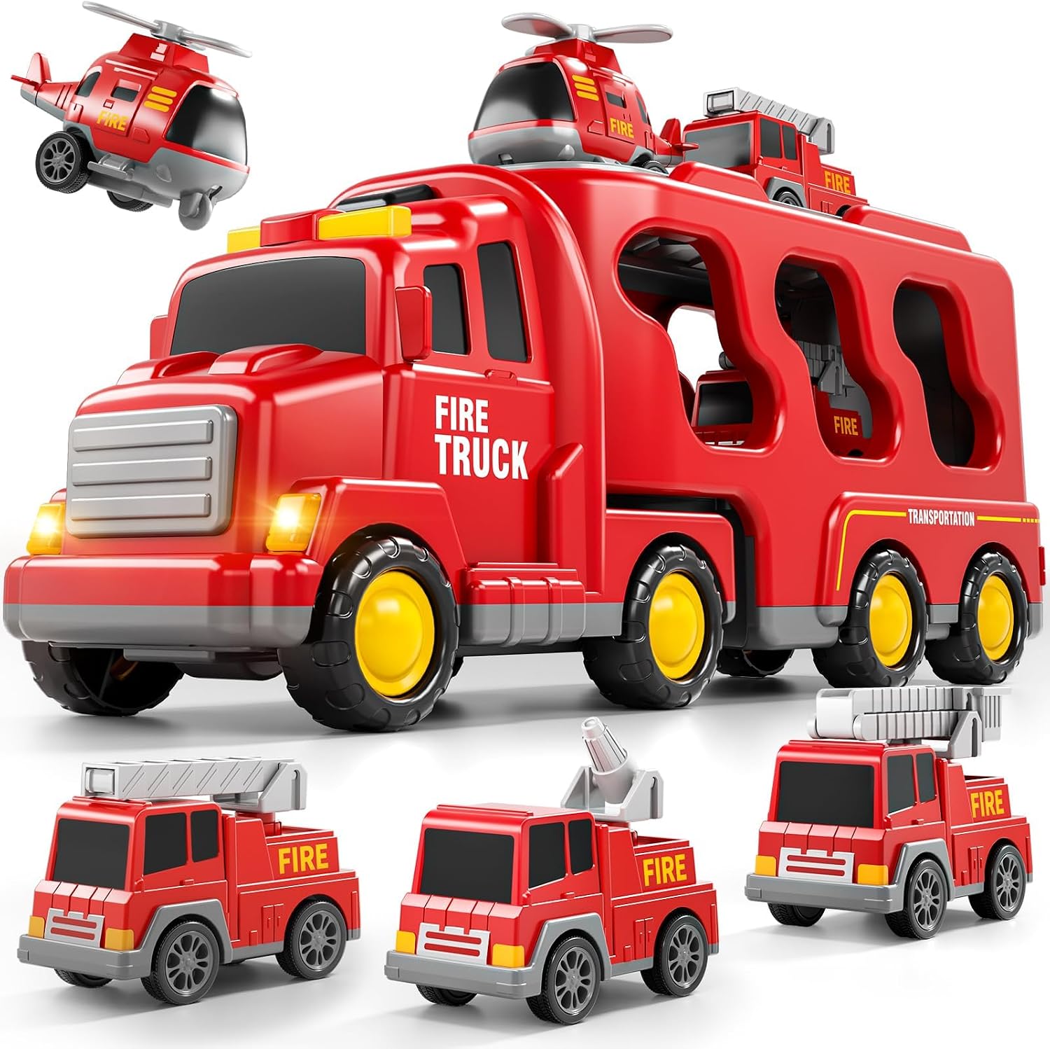 Detalle de Bennol SX600-22-11 5-in-1 Fire Truck Toy with Lights, Sound and 4 Mini Vehicles