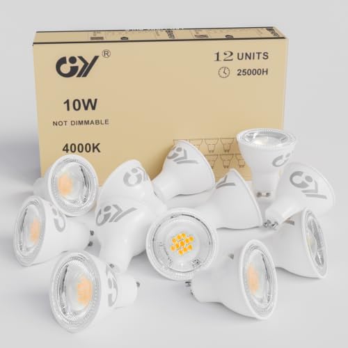 Detalle de GY 12 Lampadine LED GU10 10W ↔ 100W Equivalenti, 1100 Lumen, 4000K, Angolo 120°, Non dimmabili, CE RoHS FCC, confezione 12 pezzi