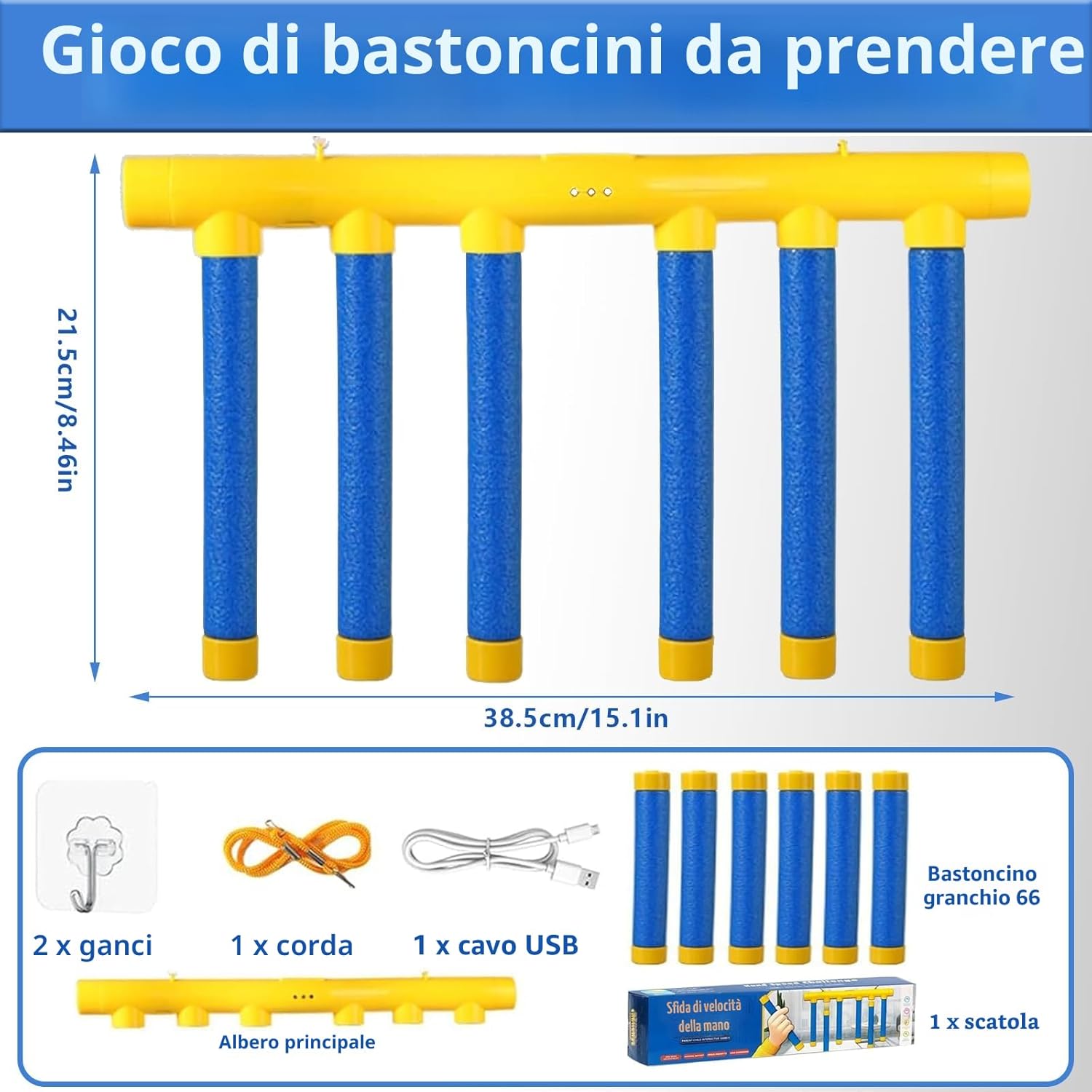 Detalle de Jastown Giocattoli per l'allenamento di reazione con bastoncini che cadono – Reflex Challenge