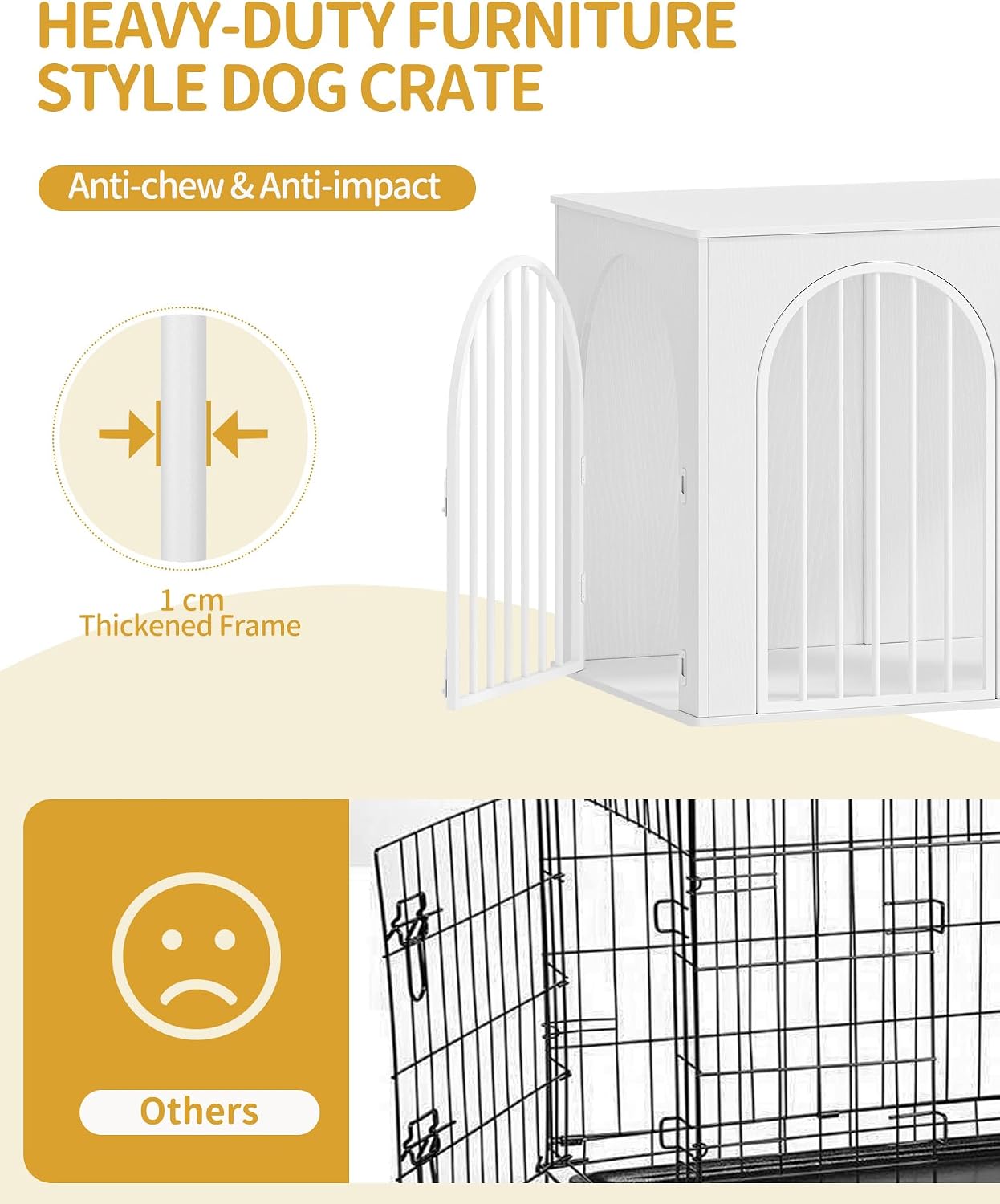 Detalle de Hzuaneri Hundekäfig Möbel DFC86013W – 108 cm Hundebox mit Bogentür und 3 Zugängen
