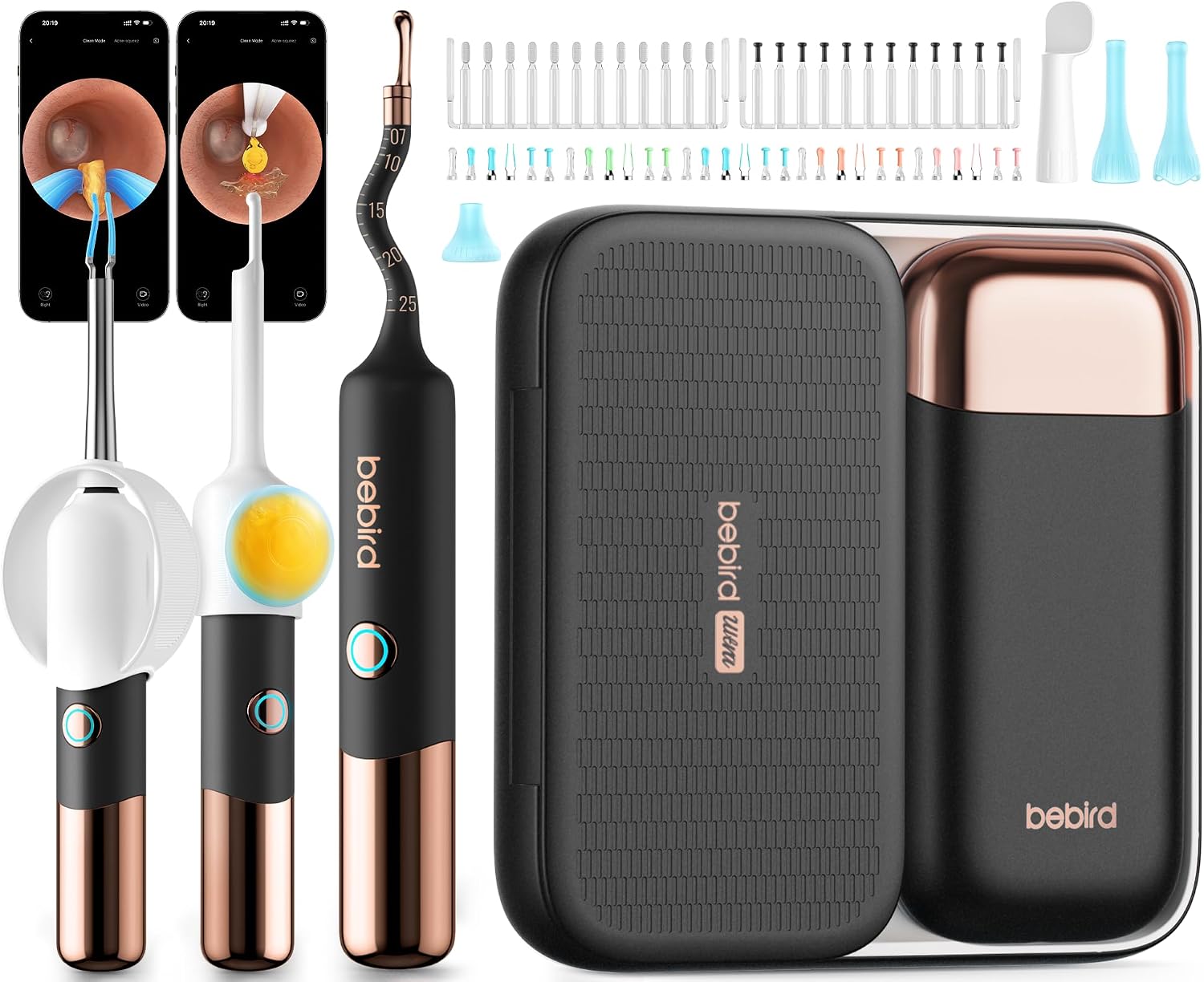Detalle de BEBIRD EarSight Ultra otoscoop met flexibele camera, licht en 5 opzetstukken