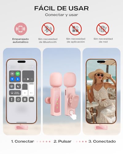 Detalle de CoolSwan 2 Pack: Micrófono Inalámbrico Solapa para iPhone, iPad y Android (2×) con Reducción de Ruido