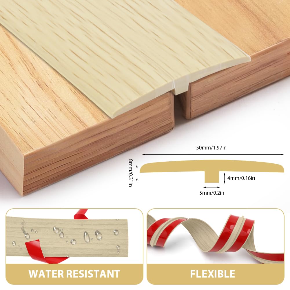 Thumbnail 2 de Übergangsprofil 5×300 cm T-Profil – selbstklebende Übergangsleiste aus PVC (Ahornholz-Optik)