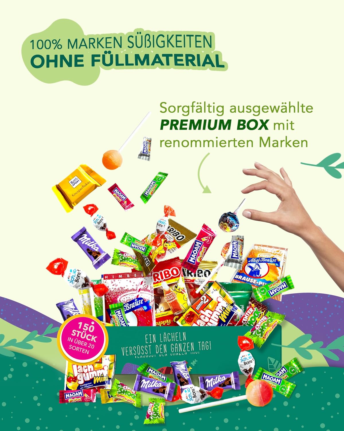 Detalle de Premium Süßigkeiten Box (150 Stück) – Gute Laune Box von Candy Circle