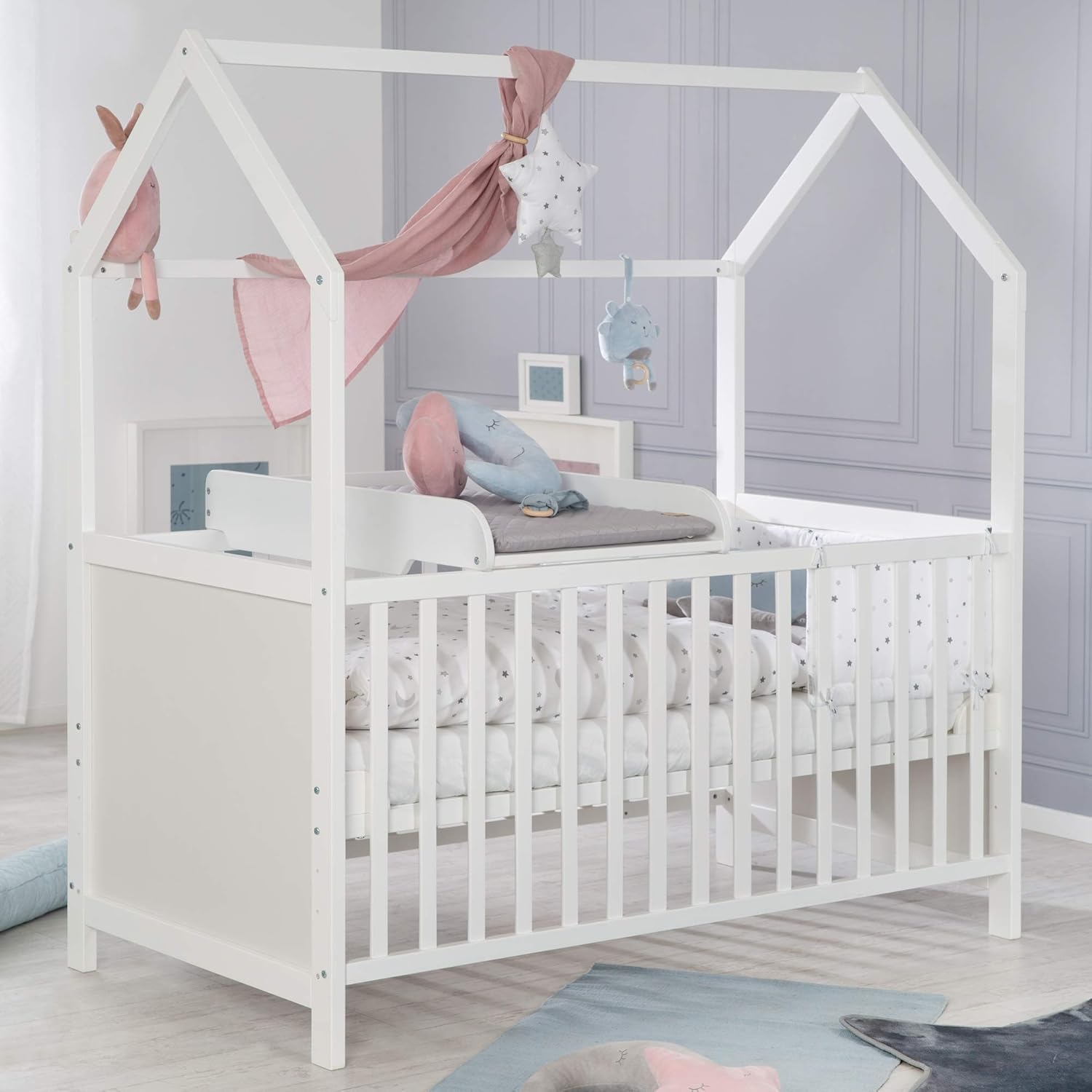 Thumbnail 2 de Roba Plan à Langer à Poser sur Lits Bébé 60x120 cm / 70x140 cm + Matelas Imperméable – Style Blanc