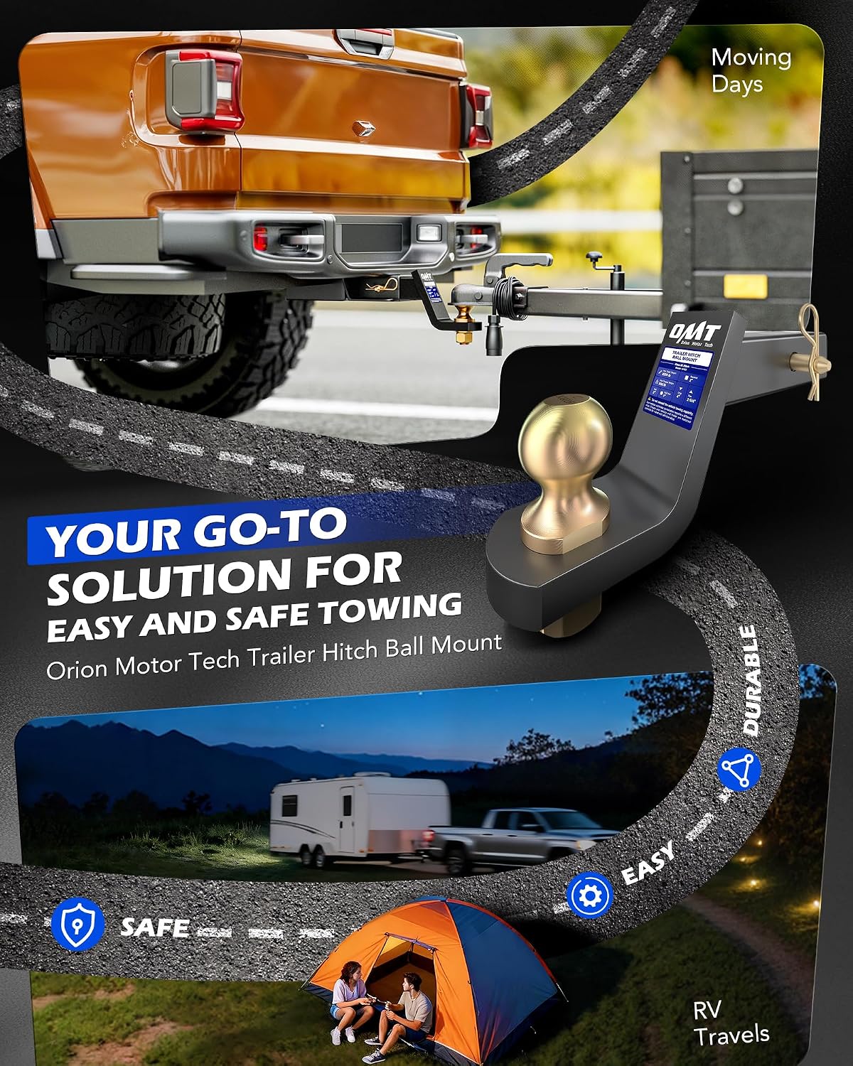 Detalle 2 de Orion Motor Tech Trailer Ball Mount 8000 lb