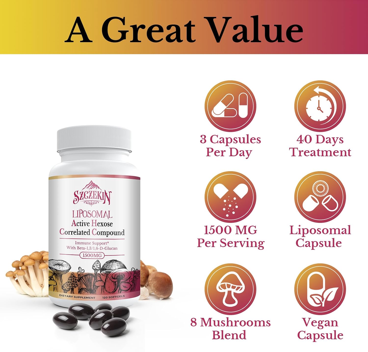 Thumbnail 6 de Liposomal AHCC Supplement, 1,500 mg