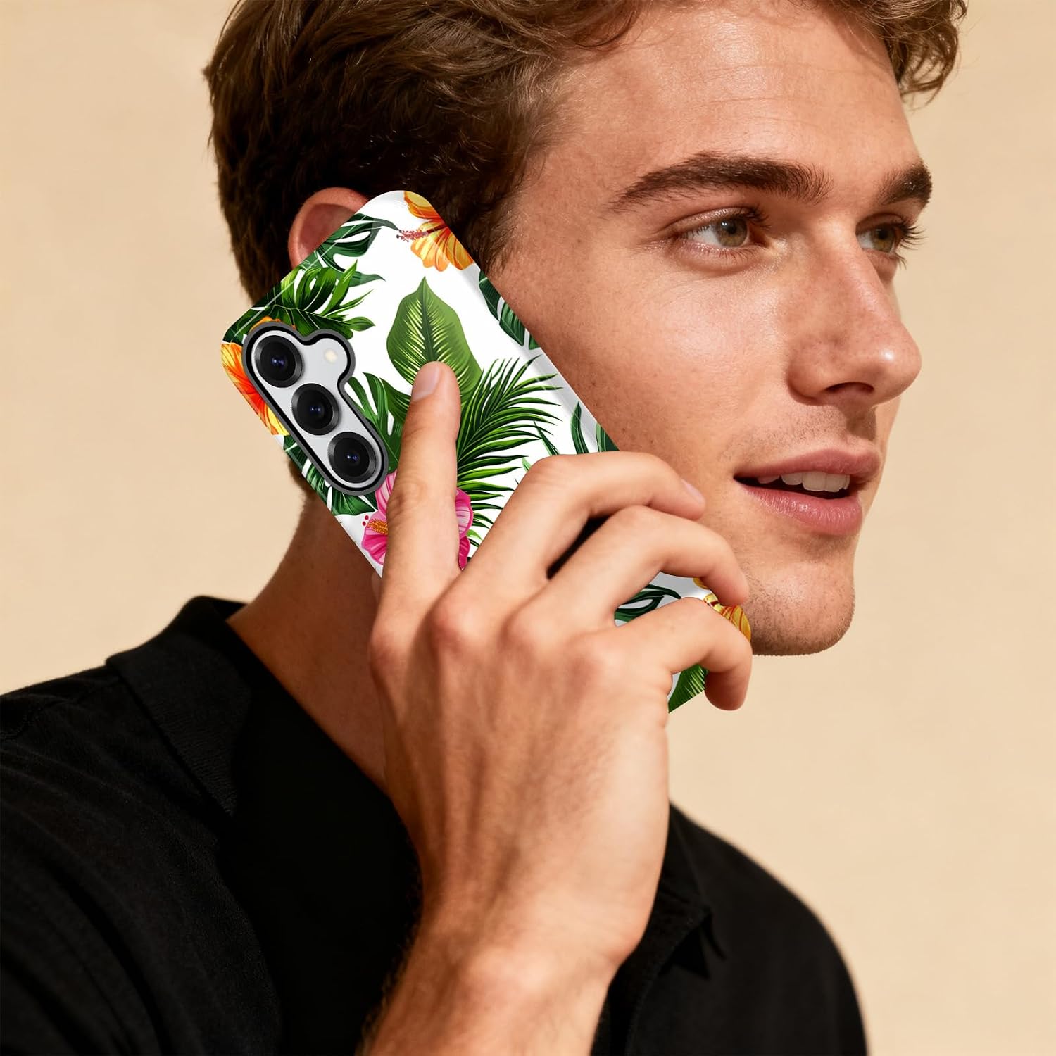 Detalle 1 de CICPLKSE Galaxy S26 Case, Dual-Layer TPU/PC Cover with Tropical Floral Design