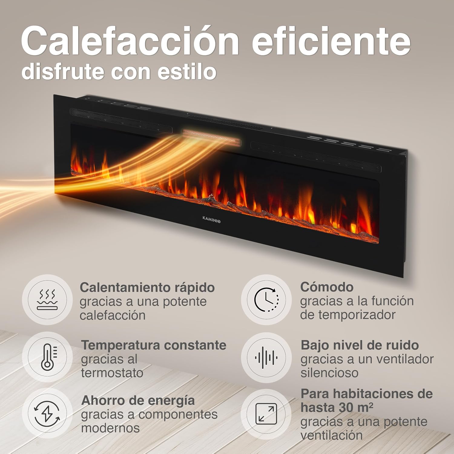 Detalle 2 de KAMINIO Chimenea Eléctrica Marlon 3 en 1 con Control