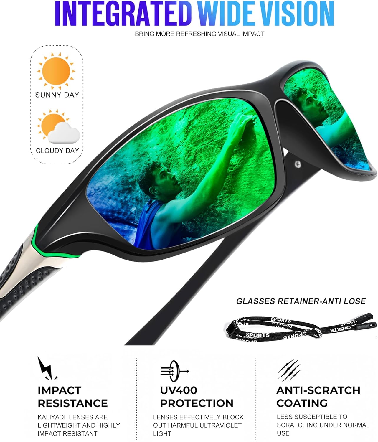 Thumbnail 3 de KALIYADI 4 Pack Polarized Sports Sunglasses for Men (UV400) — Fishing, Driving, Cycling