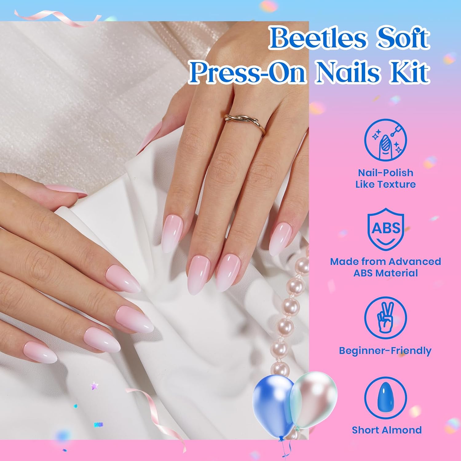 Detalle 2 de Beetles Press on Nails Kit 720pcs short almond press-ons 💅
