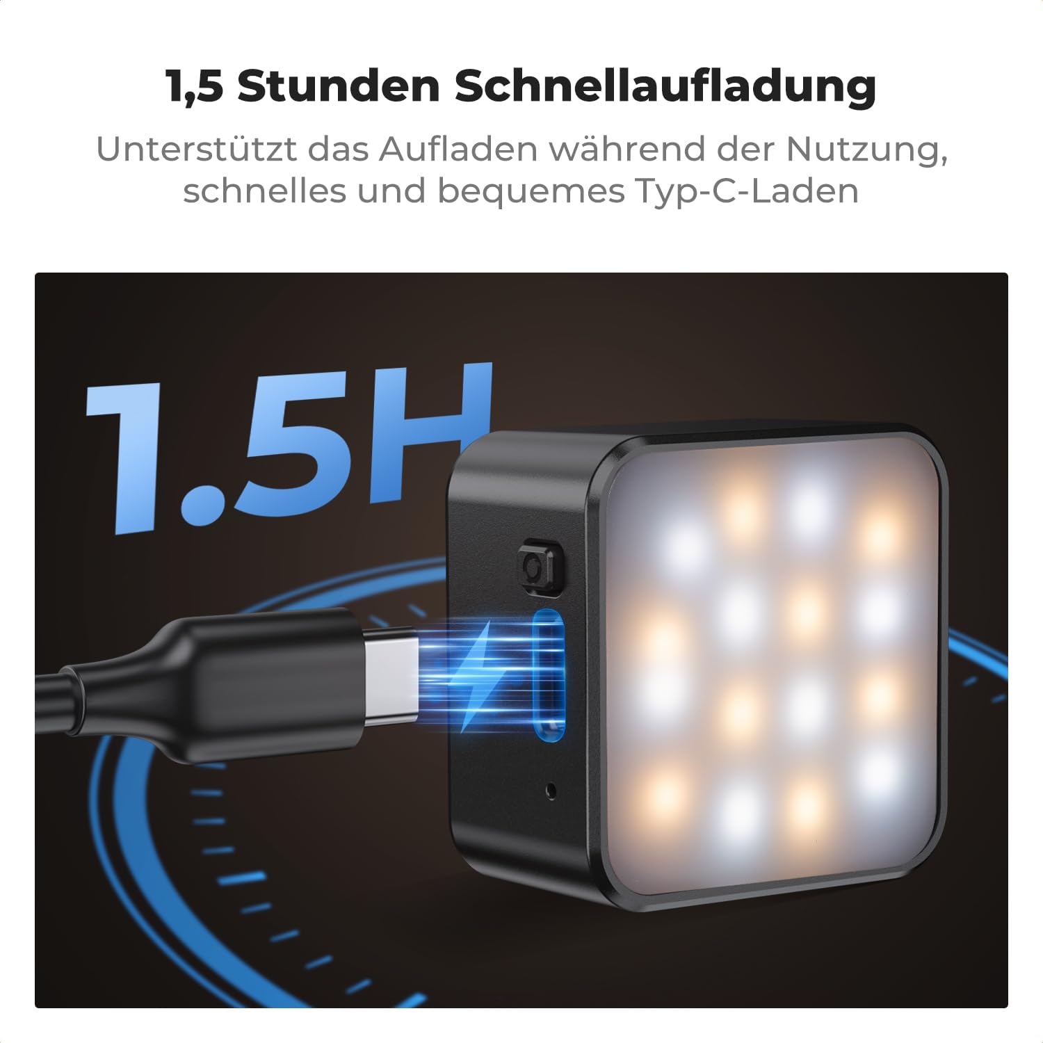 Thumbnail 5 de K&F CONCEPT Magnetisches Mini Video Licht für DJI Osmo Pocket 3 – mit 3 Farbtemperaturen und 2 Helligkeitsstufen