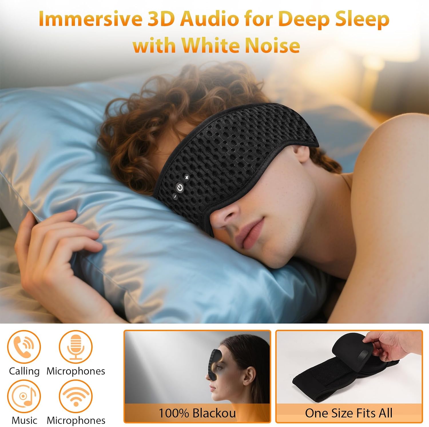 Detalle 2 de Sleep Mask with Bluetooth Headphones, Bluetooth 5.4