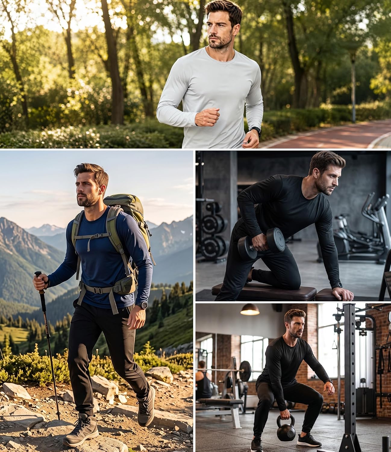 Thumbnail 6 de Kinglaman Men's Long-Sleeve Workout Shirts