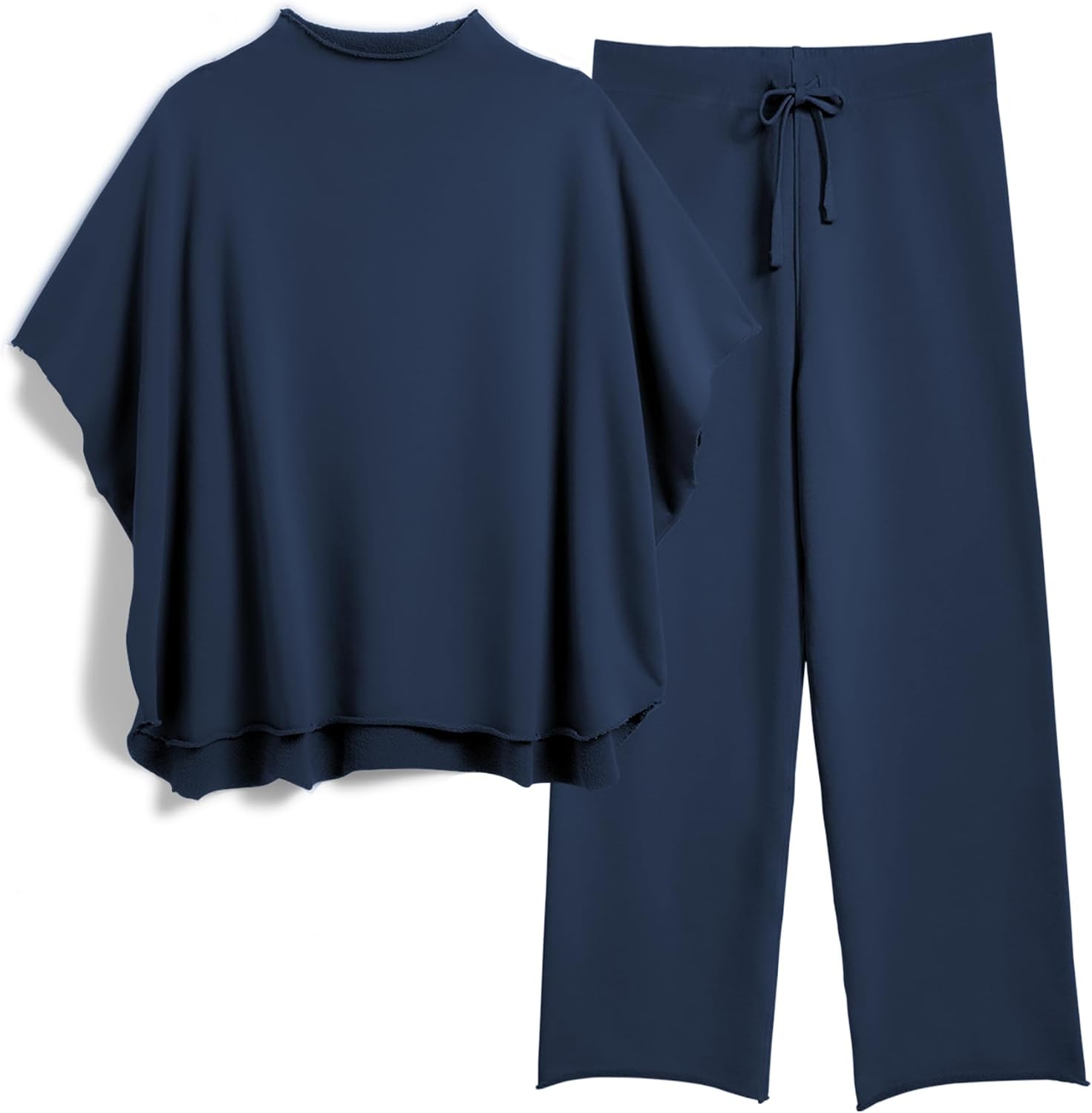 Imagen de SeeLuNa Women's Two Piece Outfits: 3/4 Batwing Sleeve Capelet Top & Wide-Leg Pants Lounge Set en OfertitasTOP