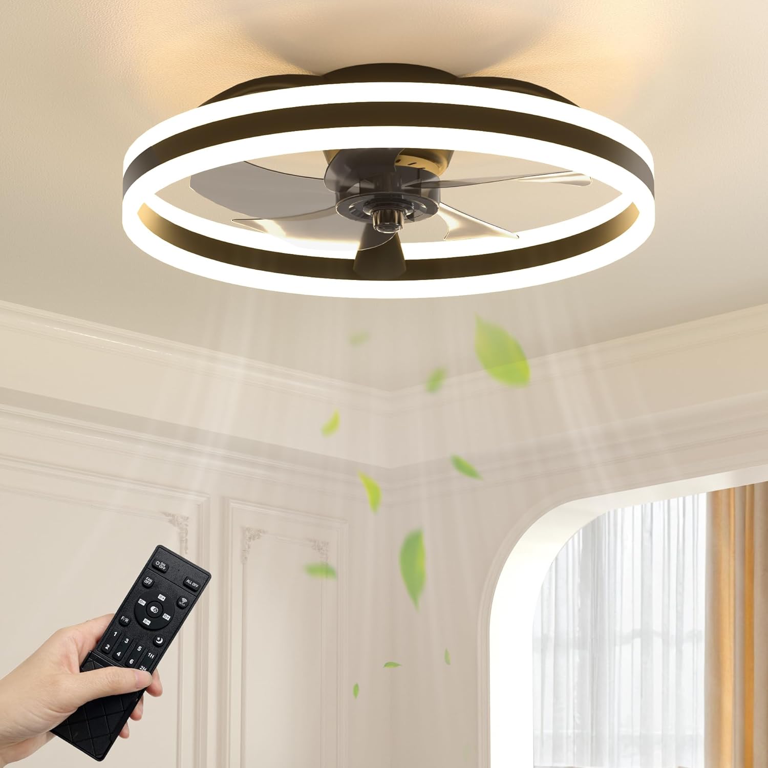 NIORSUN 50cm ceiling fan with light 6-speed 🌬