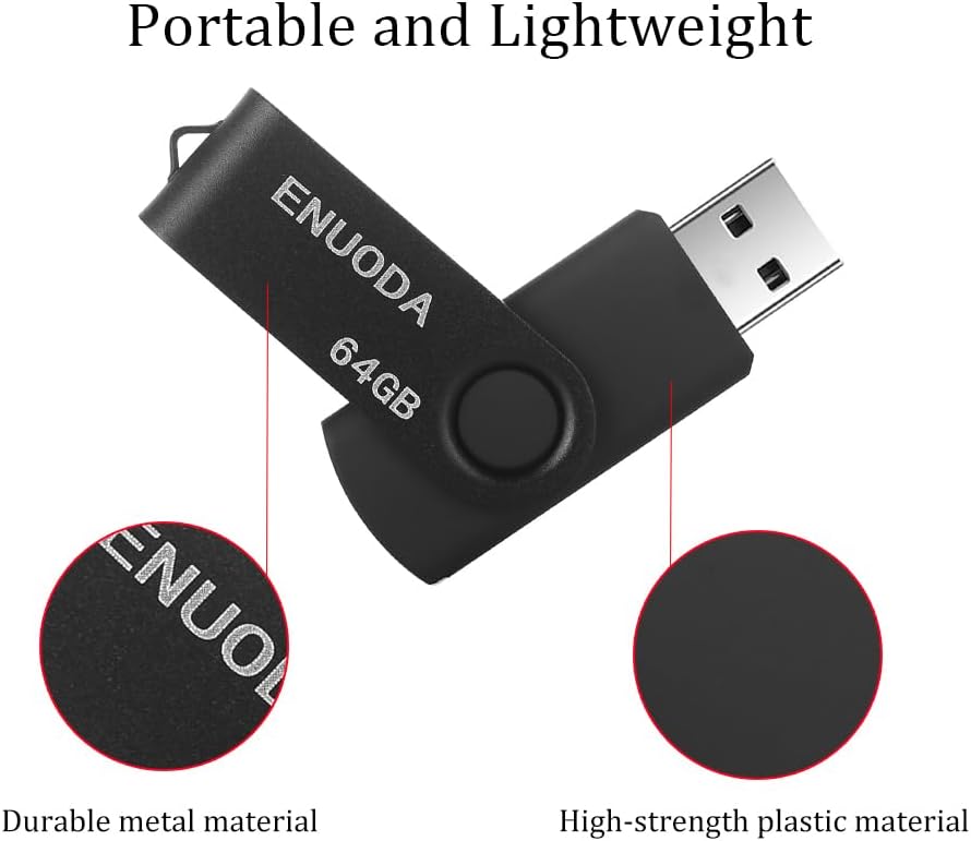 Detalle 2 de ENUODA Memory Stick 64GB 4 Pack USB 2.0 Flash Drives with Swivel Covers