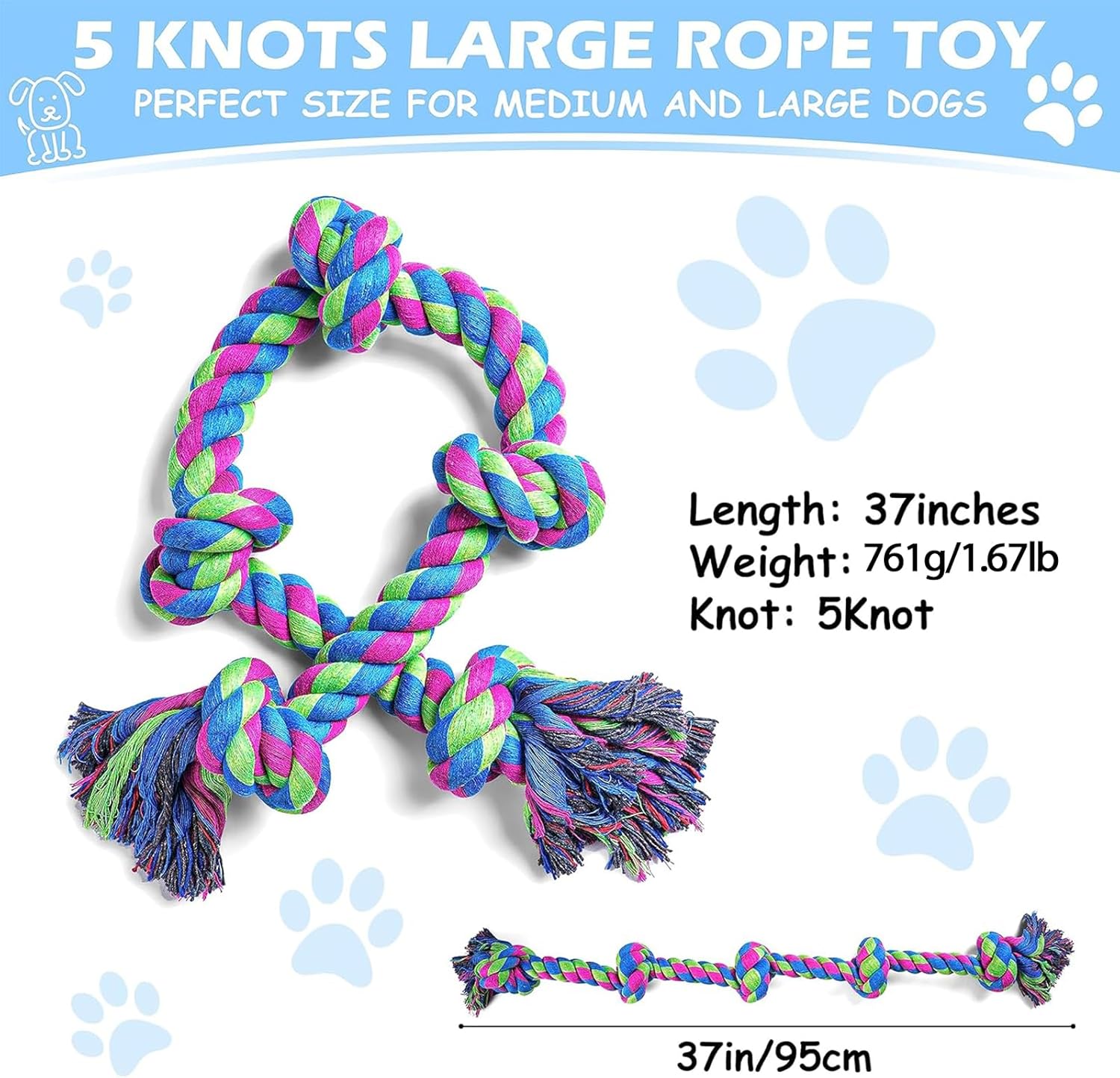 Detalle 2 de Aitmexcn 37-inch Rope Toy for Large Chewers