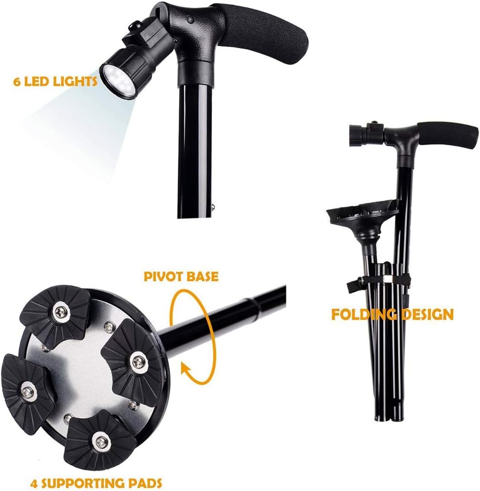 Detalle de Folding Cane with LED Light, Adjustable Walking Stick 🚶