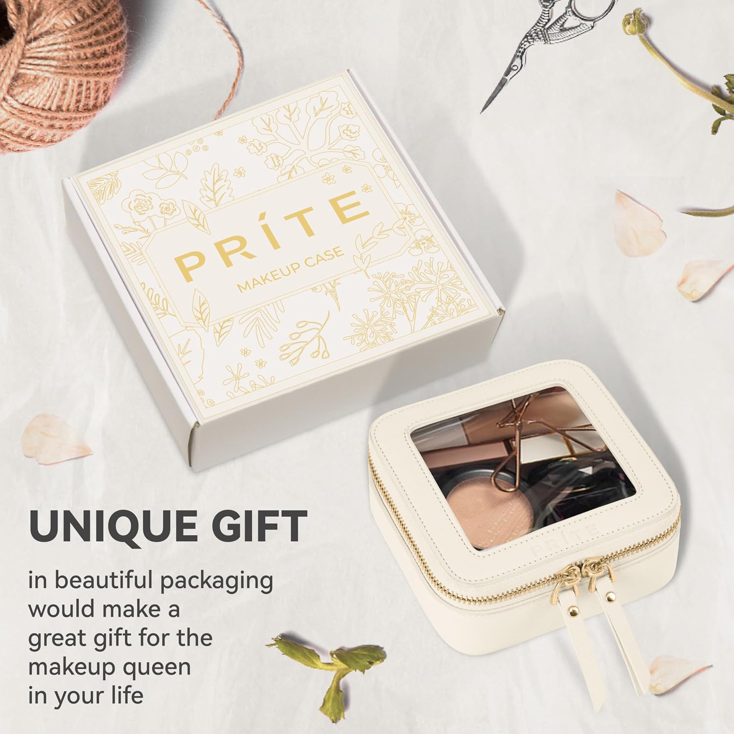 Thumbnail 6 de Prite Small Clear Makeup Bag (Beige) with Gift Box – Waterproof Mini Cosmetic & Travel Toiletry Pouch