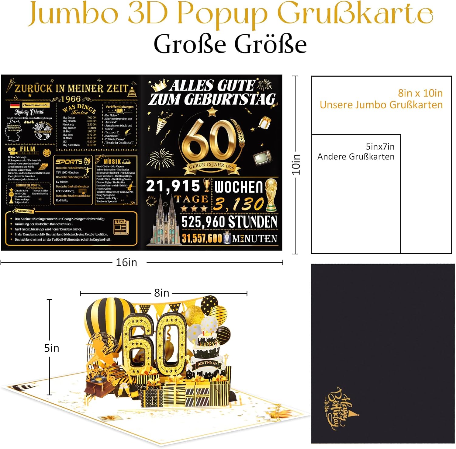 Thumbnail 2 de OLOSONG Geburtstagskarte 60 als 3D Pop-up