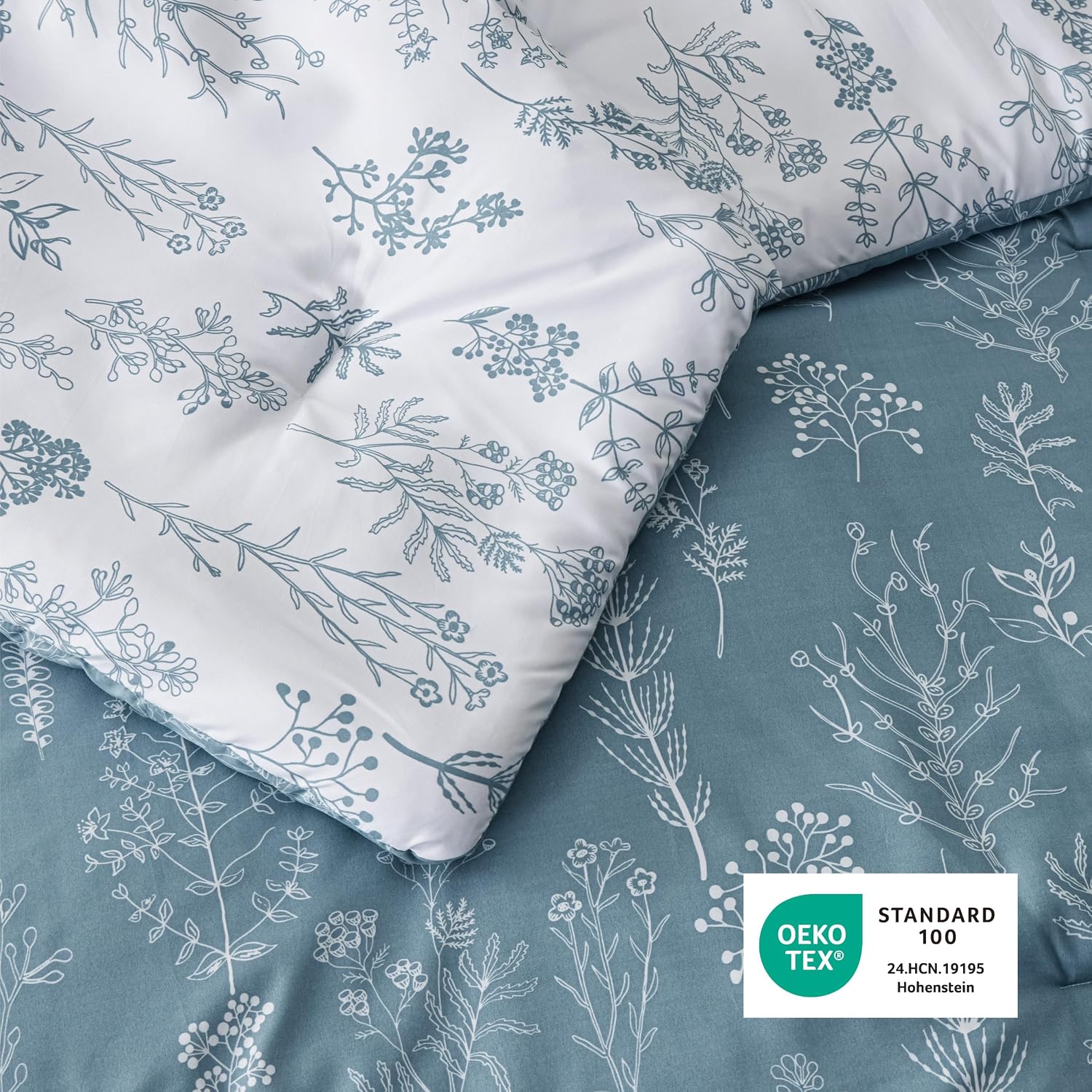 Thumbnail 4 de Bedsure Floral Comforter Set, Full Reversible Mineral Blue Bedding