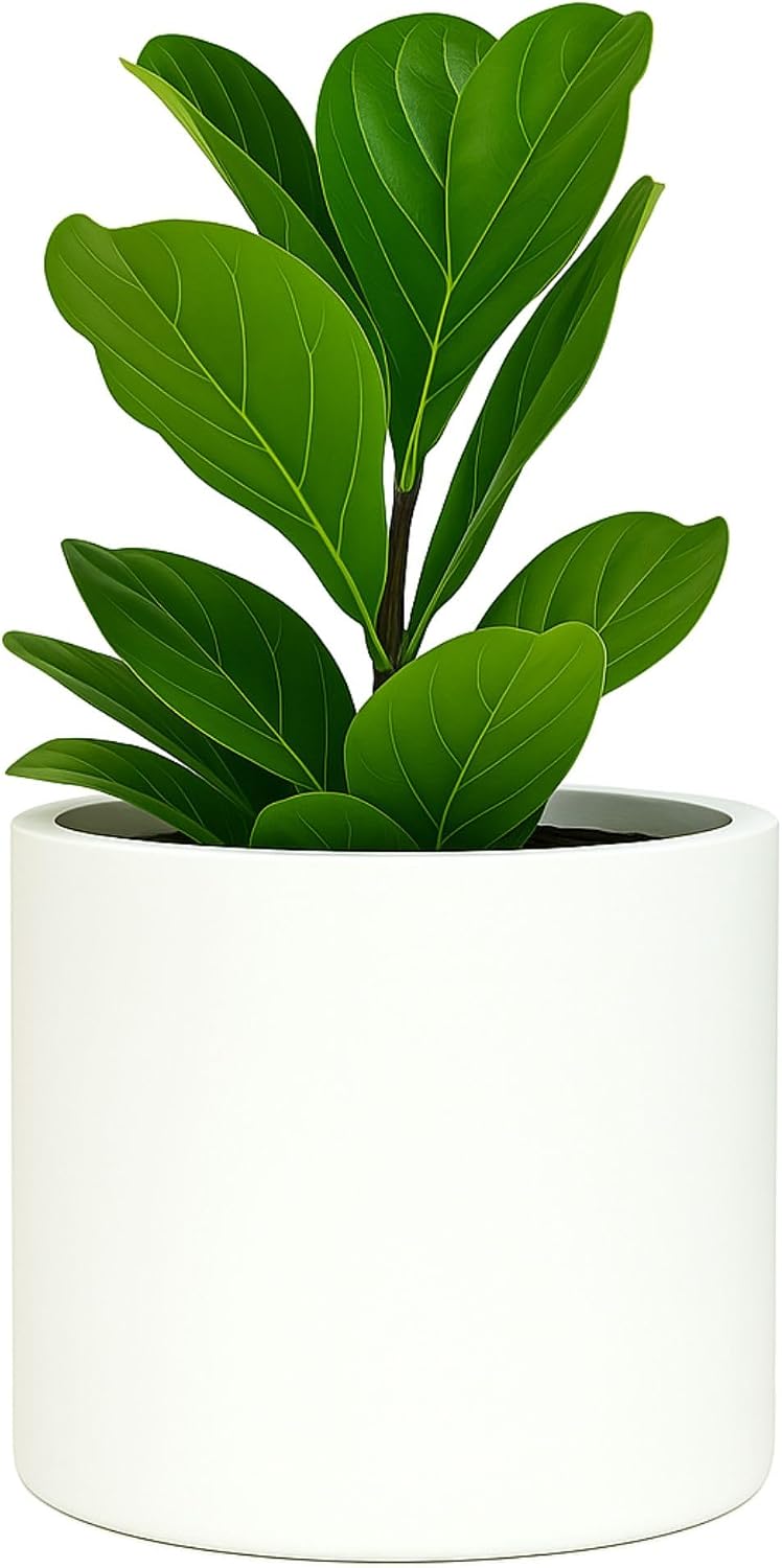 Detalle de Fox & Fern 8719689959029 – doniczka 20 cm z korkiem odpływowym, matowa biel
