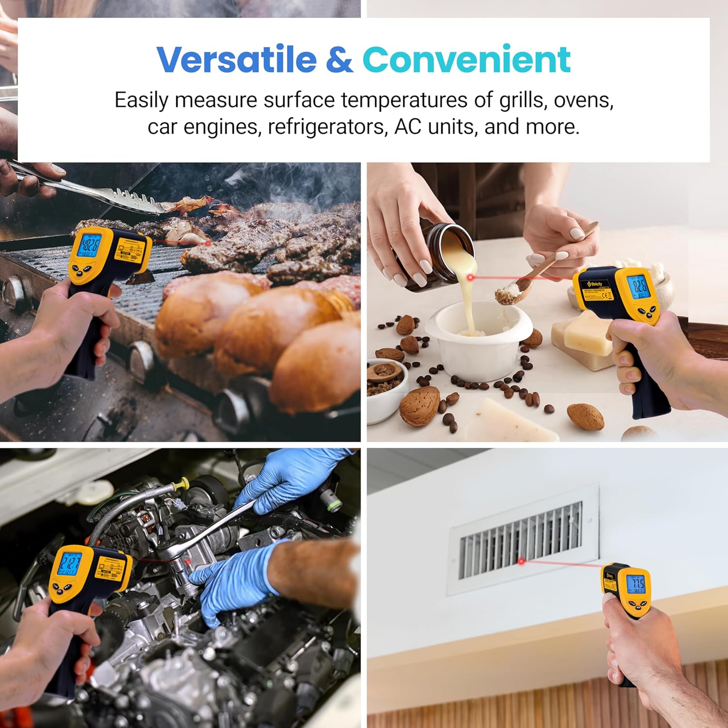 Thumbnail 3 de Etekcity Infrared Thermometer Gun (Laser IR) -50°C to 450°C for cooking, ovens & industrial use (Not for Human) Yellow/Black