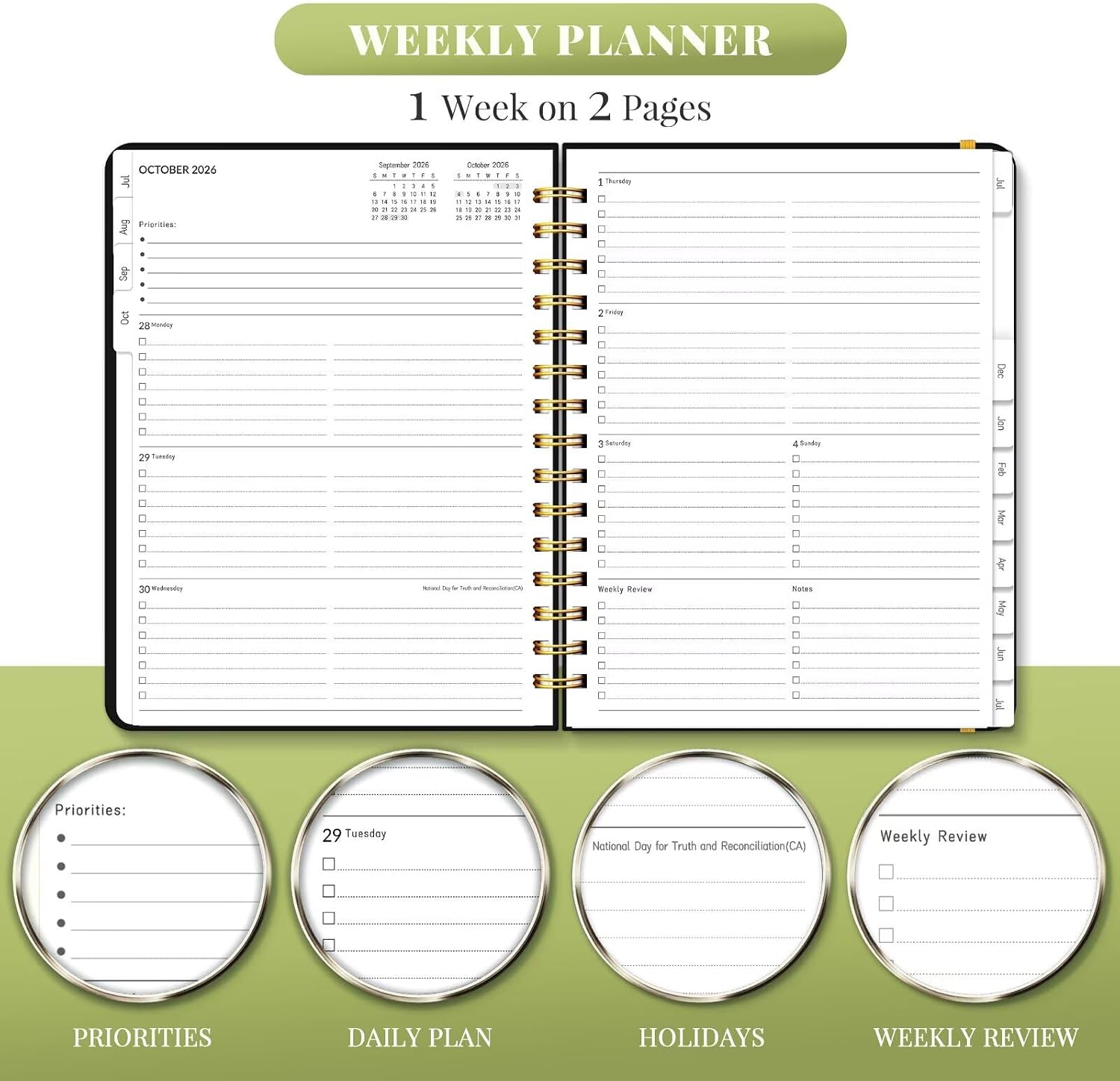 Thumbnail 4 de Lonely Oak 2026-2027 Academic Planner, 13-Month A4 Daily, Weekly and Monthly