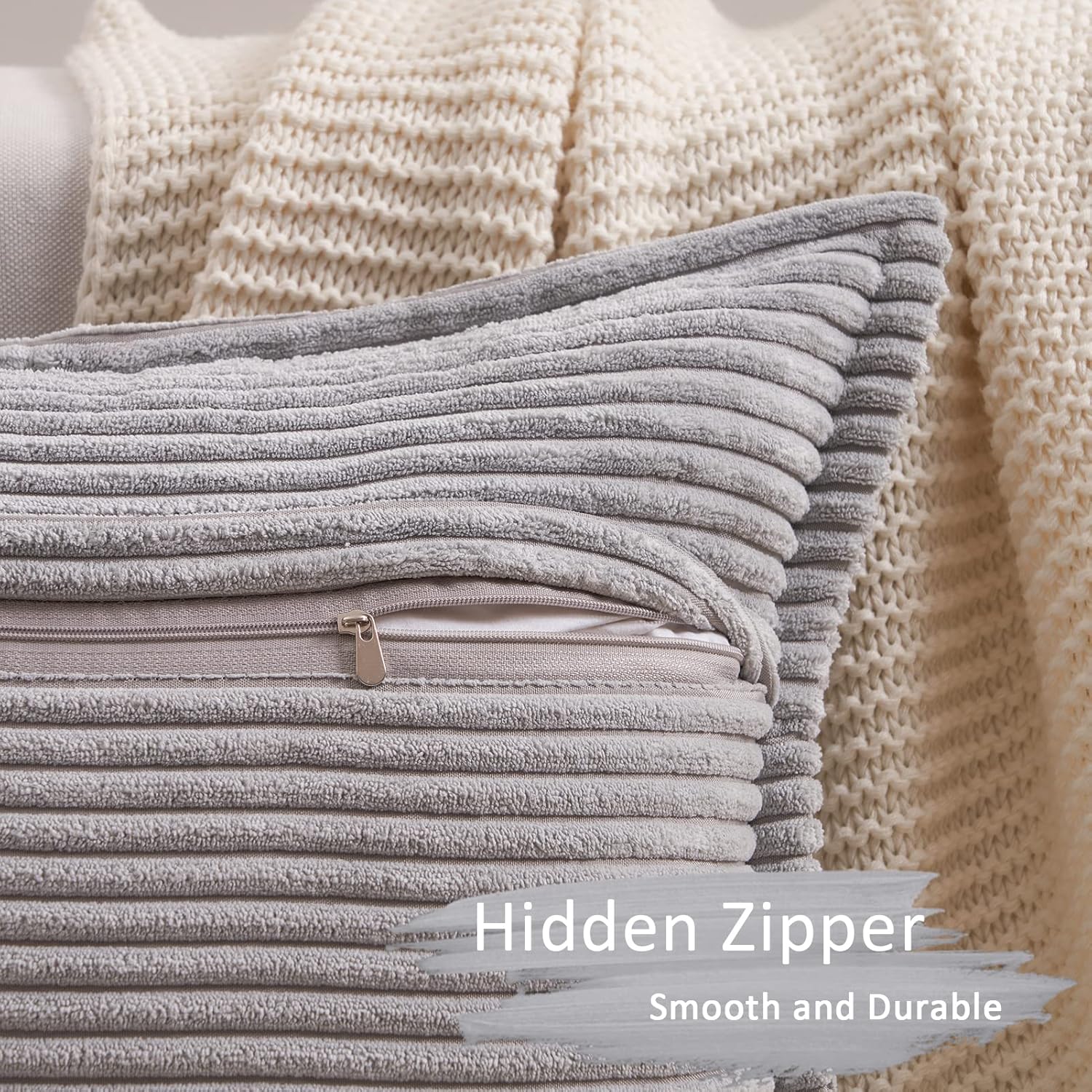 Thumbnail 2 de Topfinel Funda de Cojín 40x40 Gris para Hogar 🛋️ (2 Piezas)