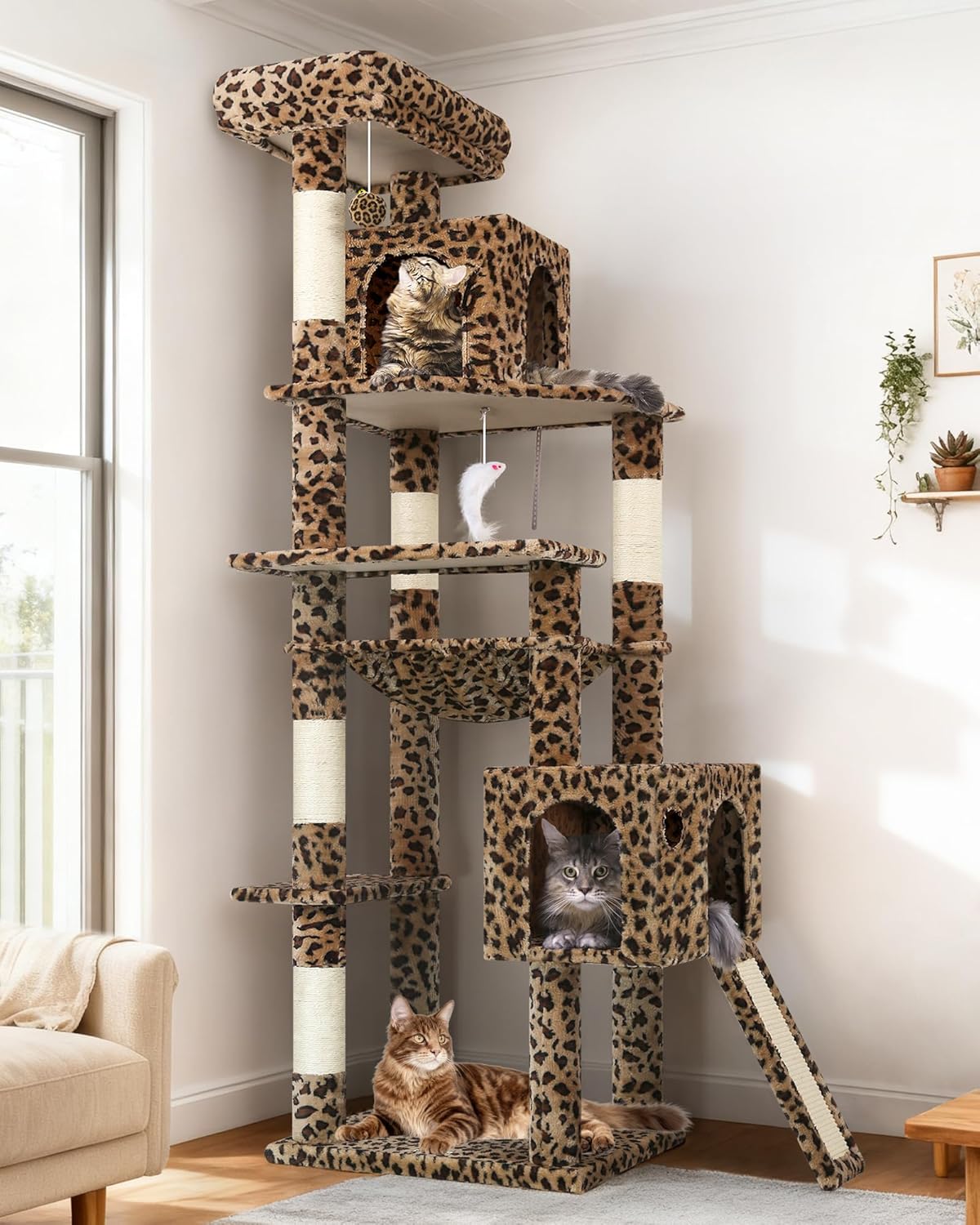 Detalle de Globlazer Heavy Duty Cat Tree Tower 70inch Pro Leopard Print