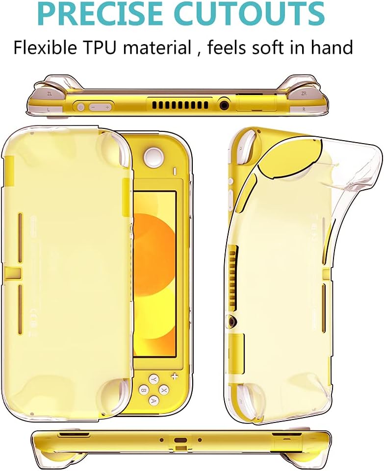 Detalle 2 de GeeRic Étui pour Switch Lite (2019) jaune : housse, coque transparente, protection d’écran et 4 grips
