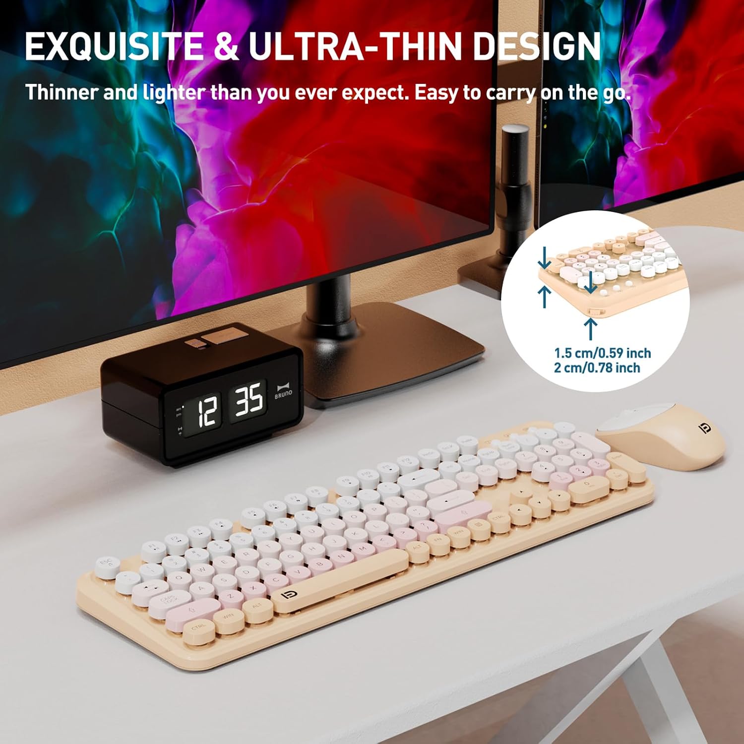 Thumbnail 4 de Retro Typewriter Wireless Keyboard & Mouse Combo 2.4GHz