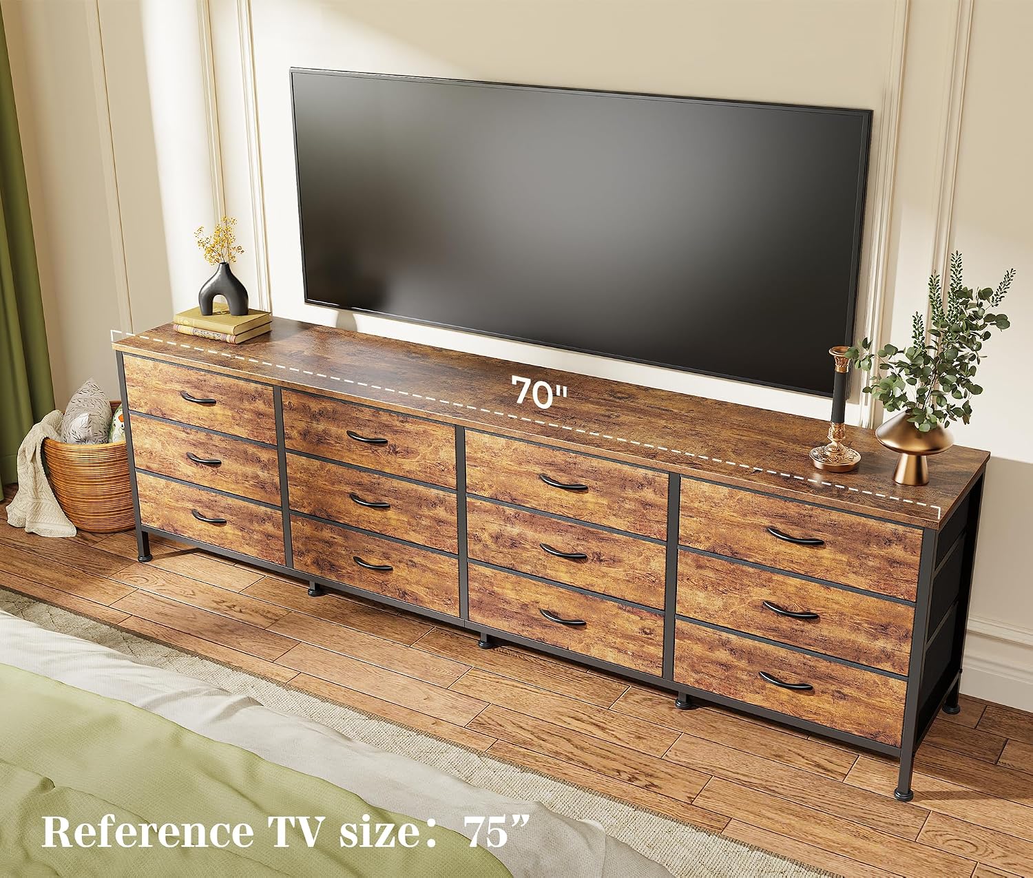 Detalle 2 de Huuger 70 Inch Dresser with 12 Fabric Drawers ๐
