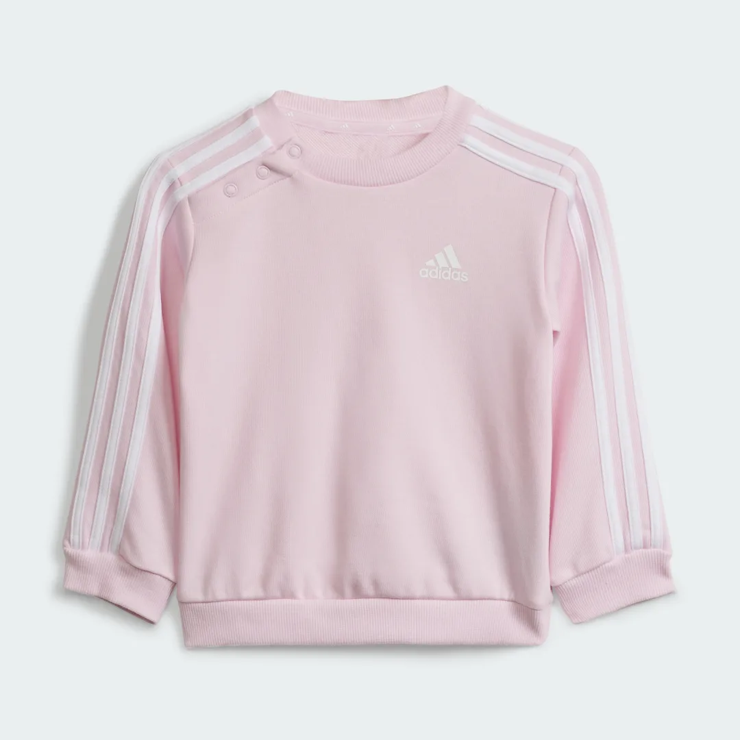 Detalle 2 de Conjunto Essentials 3 bandas (Bebé) de Adidas – sudadera y pantalón en color Rosa
