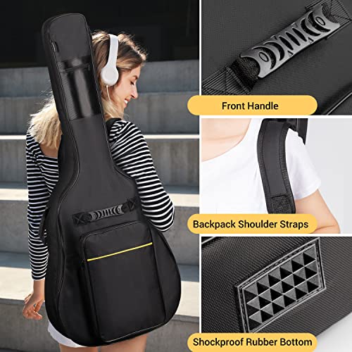 Detalle de CAHAYA 41 In Acoustic Guitar Bag CY0152: Durable 0.35in Padding, Water-Resistant Gig Bag