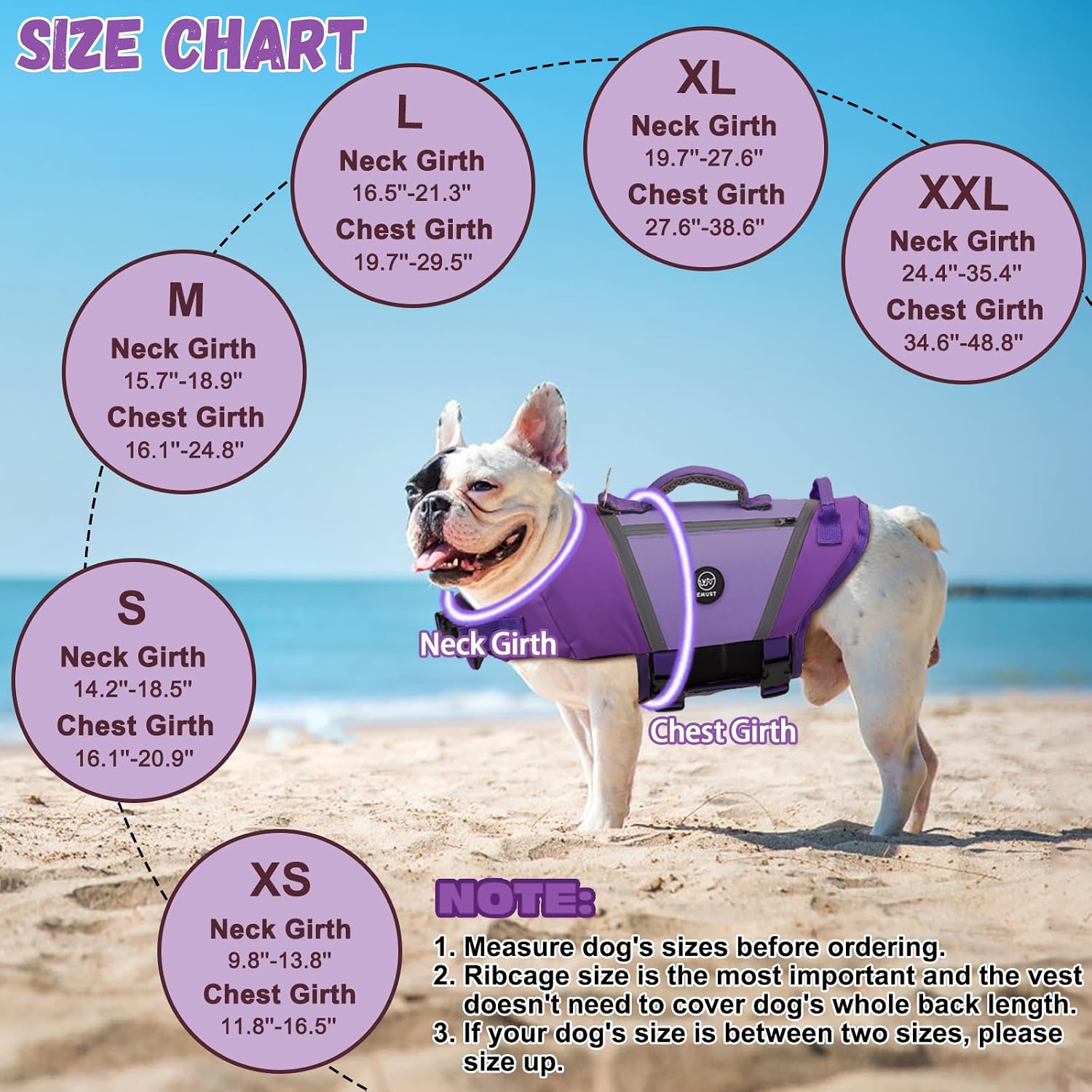 Thumbnail 6 de EMUST Dog Life Vest for Swimming — Adjustable, Reflective, Quick-Release Buoyancy Jacket for Small to Extra-Large Dogs