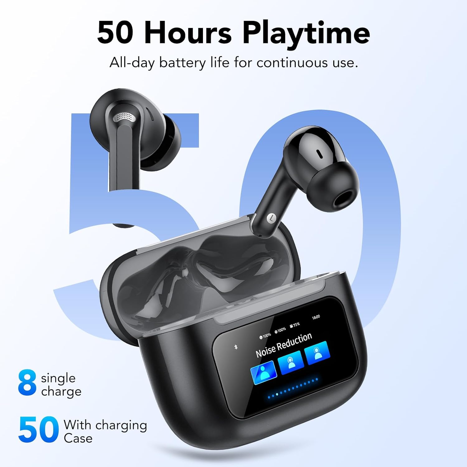 Thumbnail 3 de Antirumore Cuffie Bluetooth 5.4 con Touch Screen Multifunzione, ANC/ENC, 50 Ore, 5 modalità EQ, IPX7