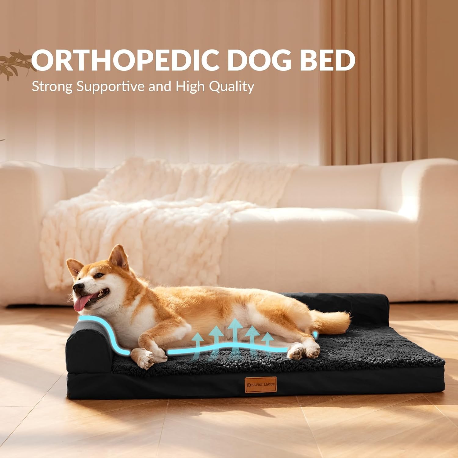 Detalle 2 de Patas Lague JDM-L-HEI56b Orthopedic Dog Bed, 56 x 40-Inch Egg-Crate Foam