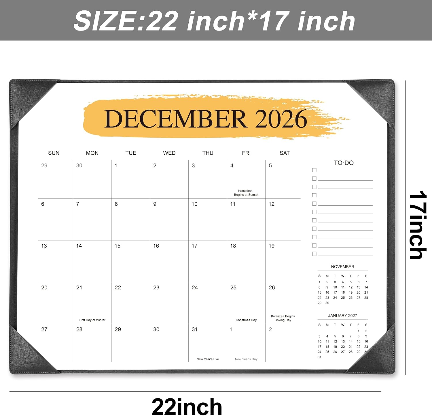Detalle 2 de Telihao C3 Desk Calendar 2026-2027, 22" x 17" with PU Desk Mat
