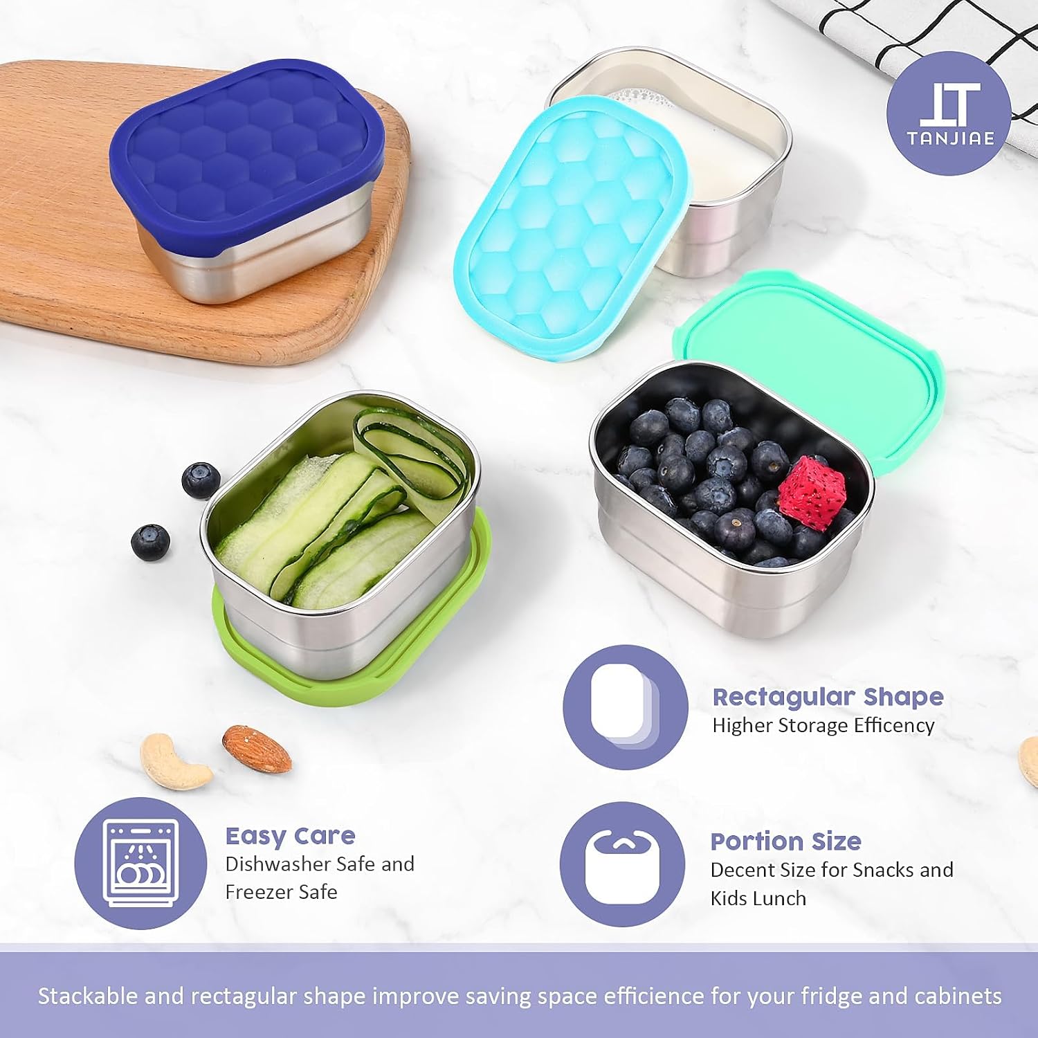 Thumbnail 5 de Tanjiae 4Pack 8oz Stainless Snack Containers
