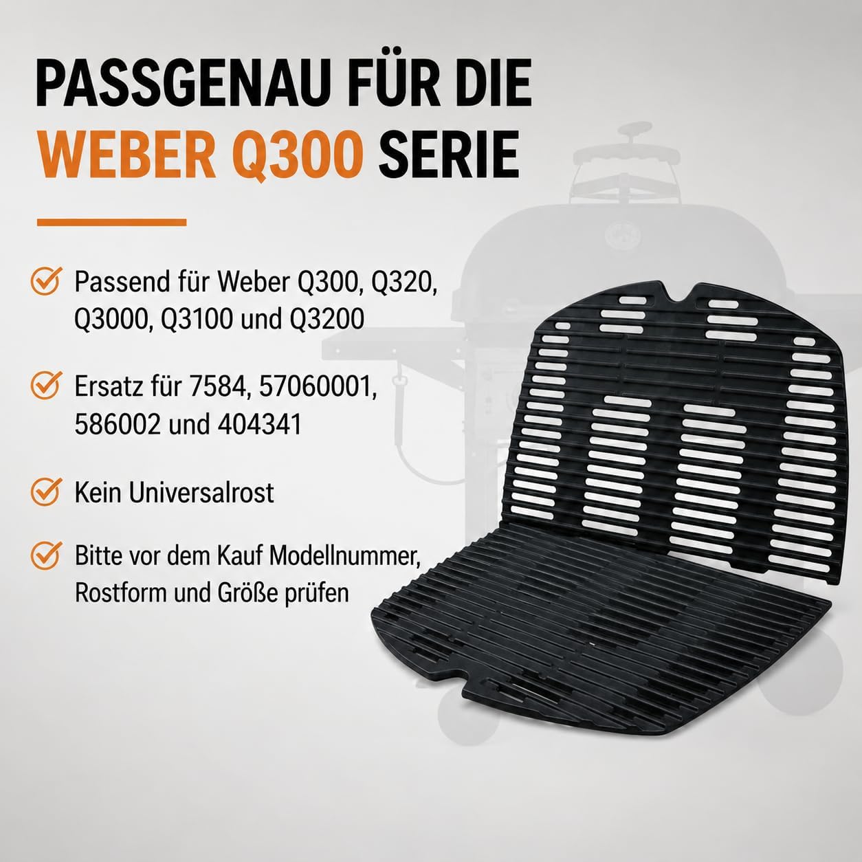 Thumbnail 2 de Uniflasy 7646 Grillrost Gusseisen 45,2 x 32 cm – 2er-Set, passgenau für Weber Q300/Q320/Q3000/Q3100/Q3200