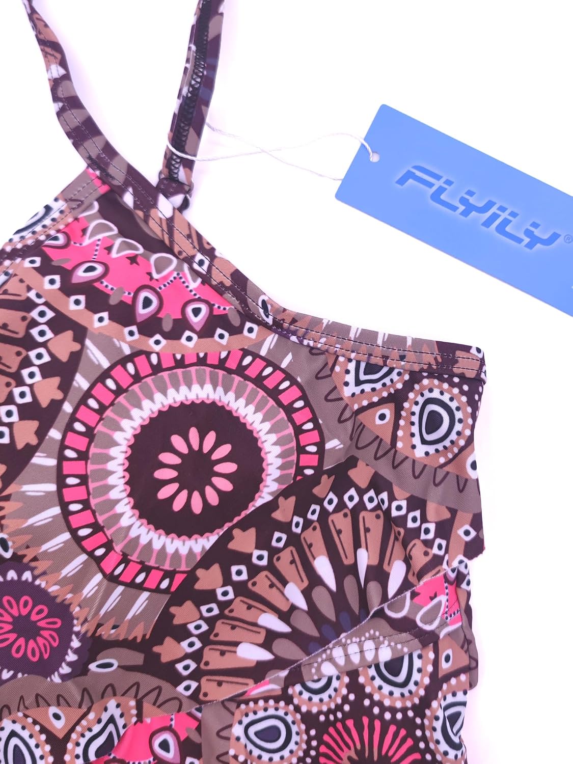 Thumbnail 4 de FLYILY Maillot de Bain 2 Pièces Femme Tankini avec Volants et Short de Garçon — Imprimé, Grande Taille