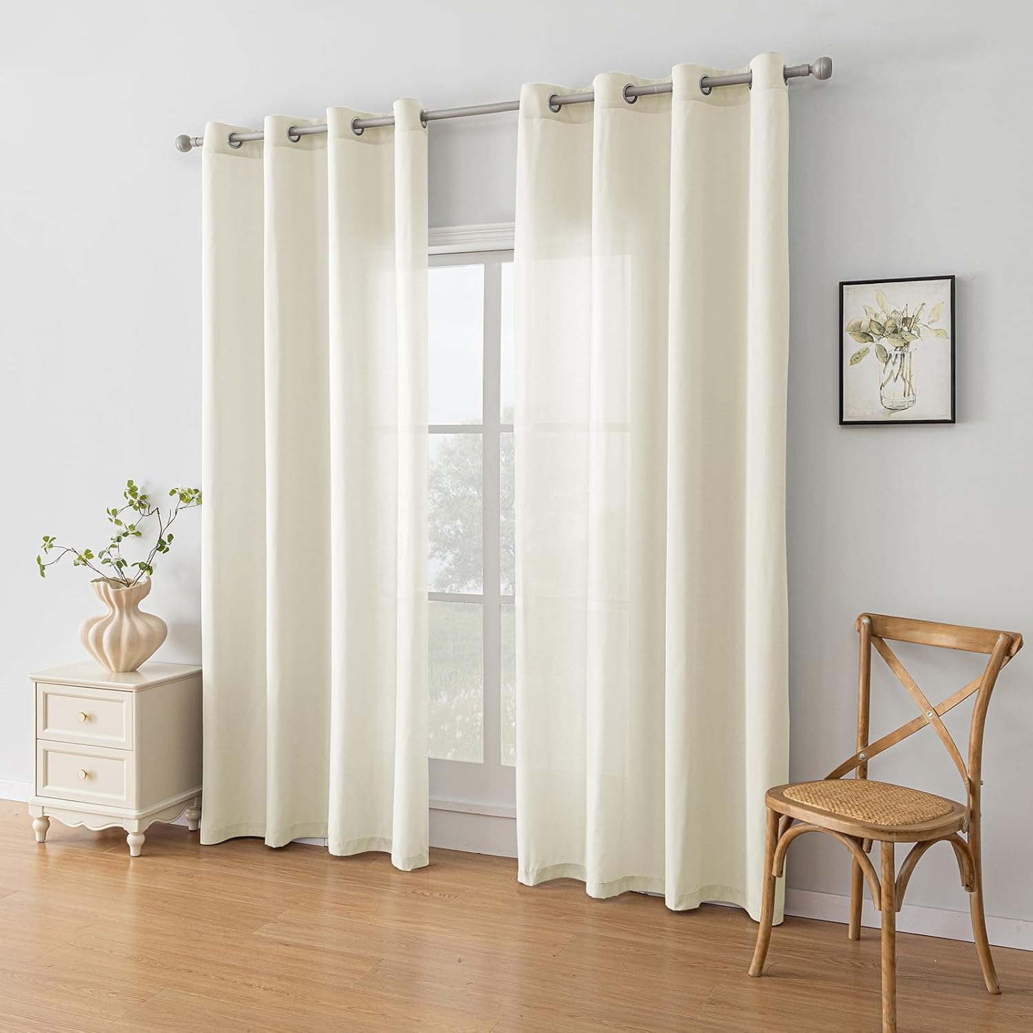 Thumbnail 6 de Ystyle Rideau Voilage Lot de 2 140x280cm Beige