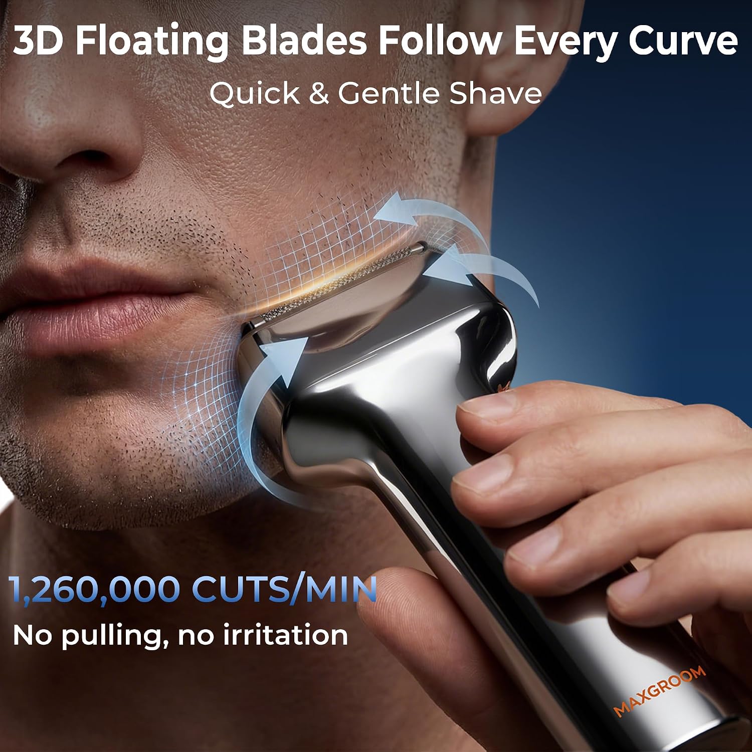 Thumbnail 1 de MAXGROOM Electric Foil Shaver for Men – 3 Floating Blades, IPX7 Waterproof, 70-Minute Run Time