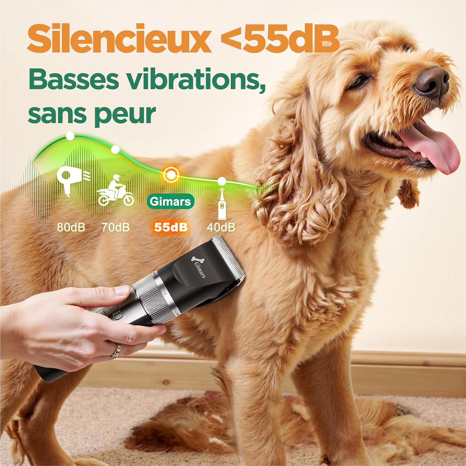 Detalle 2 de Gimars 4 en 1 Tondeuse Pour Chien Sans Fil