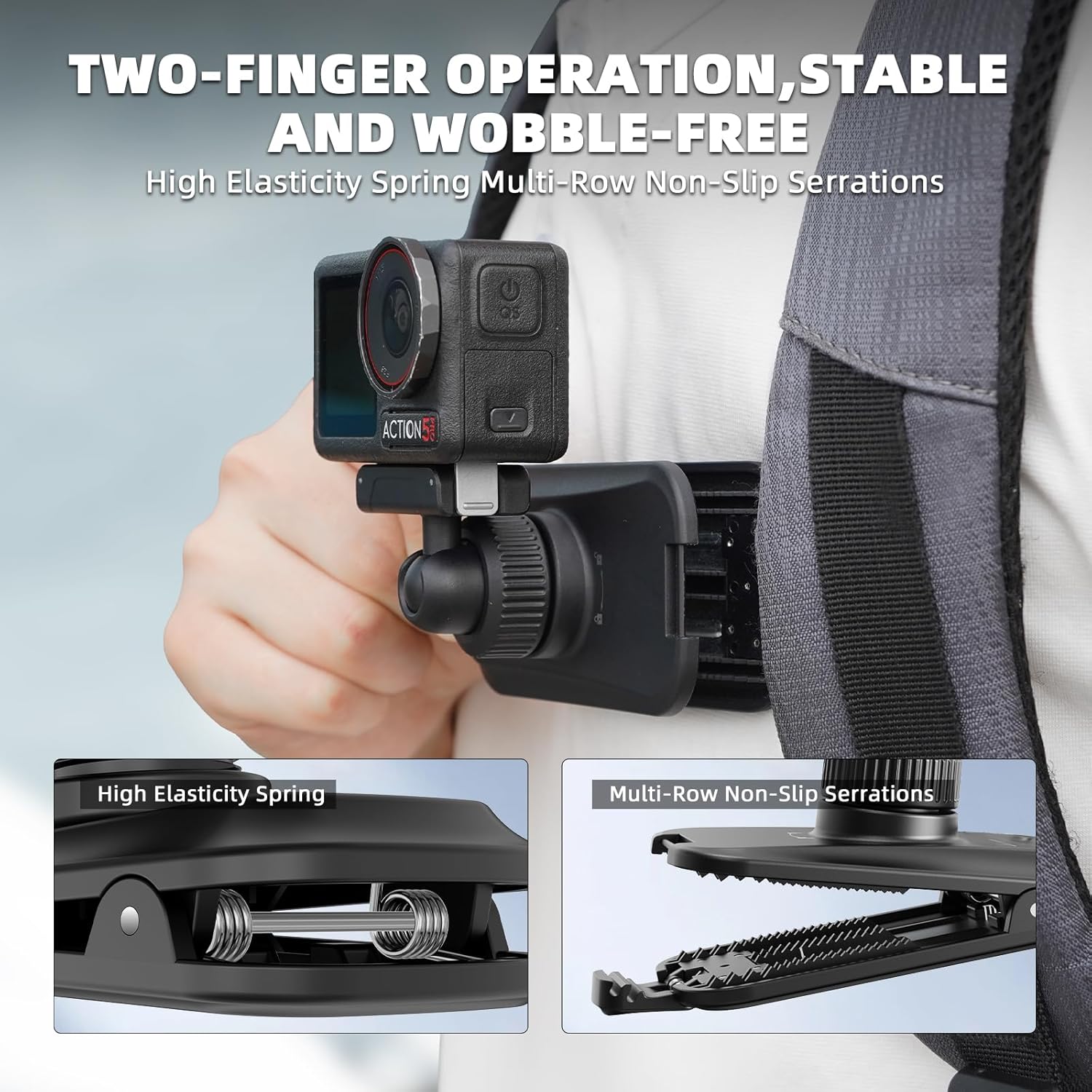 Thumbnail 4 de BRDRC Magnetic Quick Release Backpack Clip Mount for DJI Osmo Action 5 Pro/4/3/360
