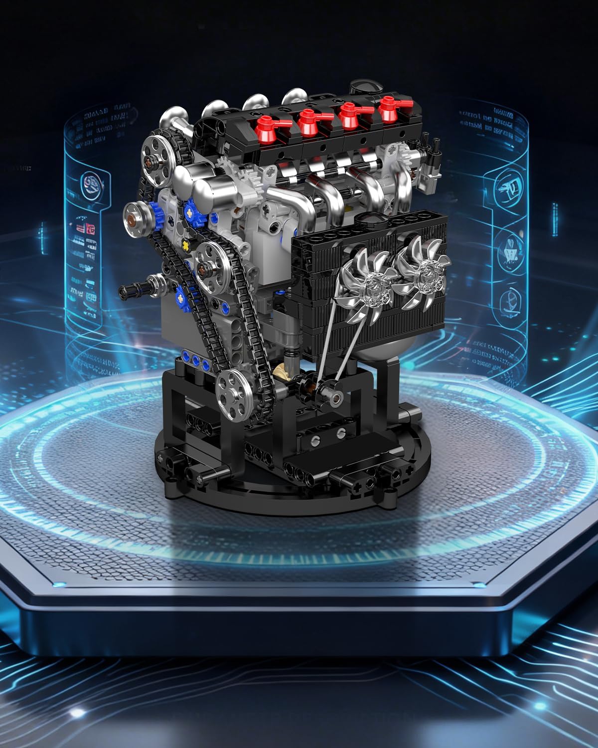 Detalle de Mould King 10234 motorbouwset, 772 onderdelen in zwart kunststof